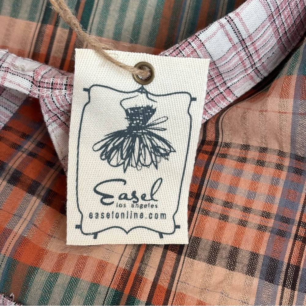 Easel Patchwork Plaid Button Down Shirt Shacket S… - image 7